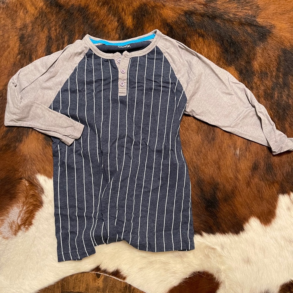 Navy and grey baseball style tee